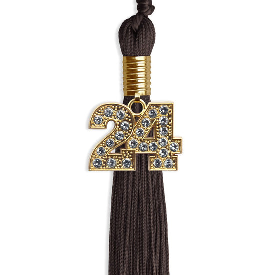 Brown Graduation Tassel with Gold Bling Charm by Wholesale Grad Supply