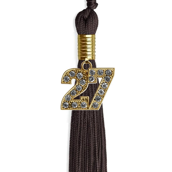 Brown Graduation Tassel with Gold Bling Charm by Wholesale Grad Supply