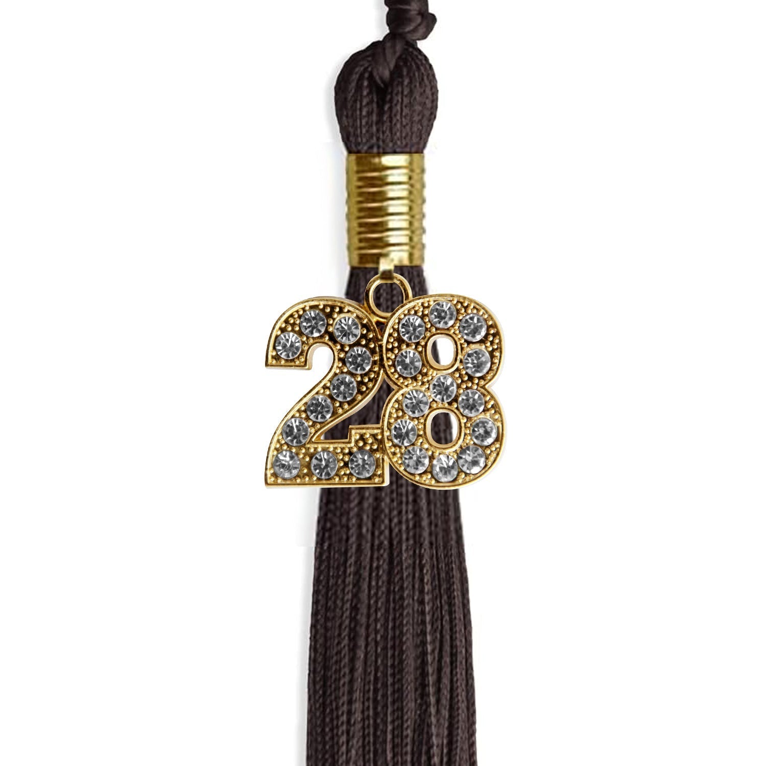 Brown Graduation Tassel with Gold Bling Charm by Wholesale Grad Supply