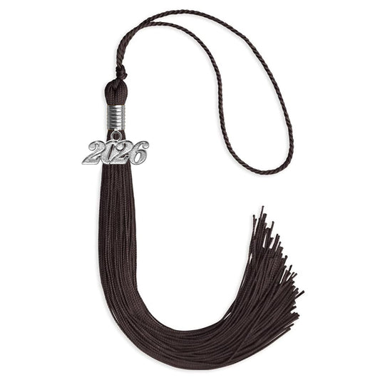 Brown Graduation Tassel with Silver Bling Charm by Wholesale Grad Supply