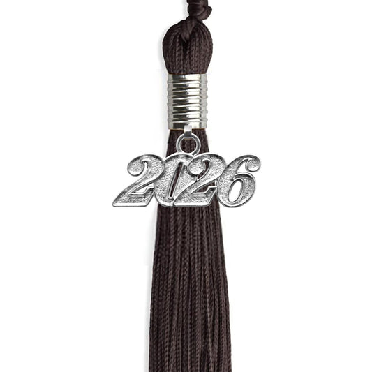 Brown Graduation Tassel with Silver Bling Charm by Wholesale Grad Supply