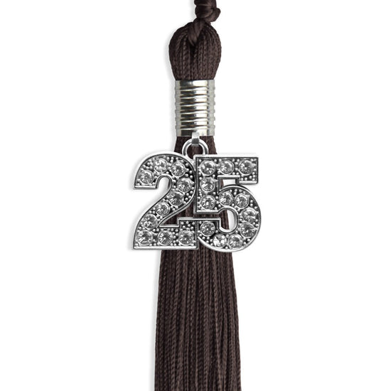 Brown Graduation Tassel with Silver Bling Charm by Wholesale Grad Supply