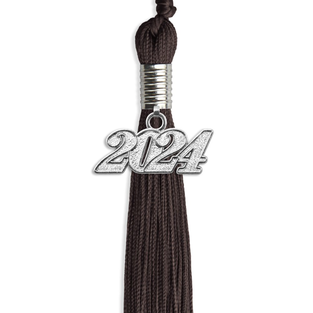 Brown Graduation Tassel with Silver Bling Charm by Wholesale Grad Supply