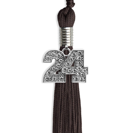 Brown Graduation Tassel with Silver Bling Charm by Wholesale Grad Supply