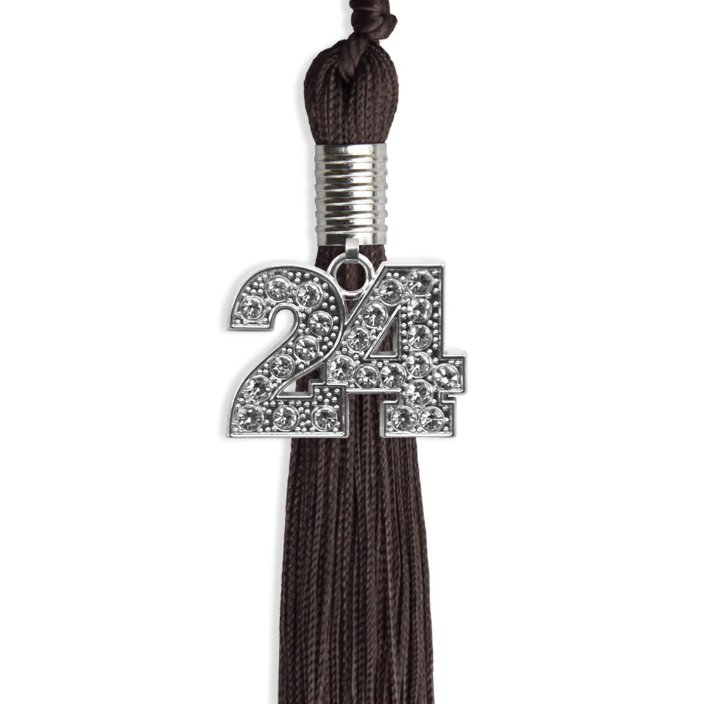 Brown Graduation Tassel with Silver Bling Charm by Wholesale Grad Supply