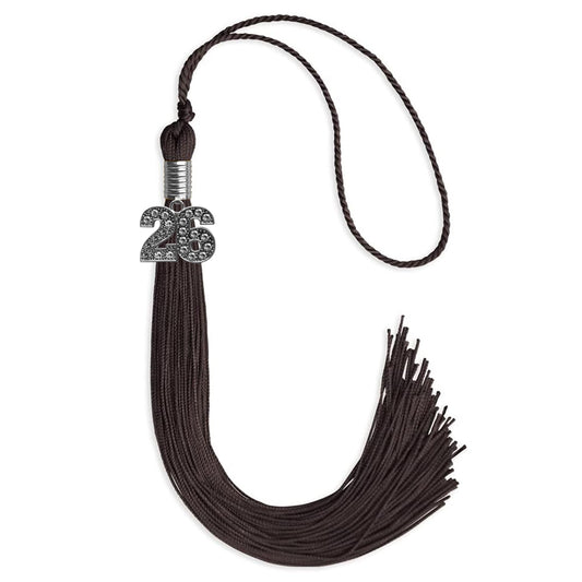 Brown Graduation Tassel with Silver Bling Charm by Wholesale Grad Supply