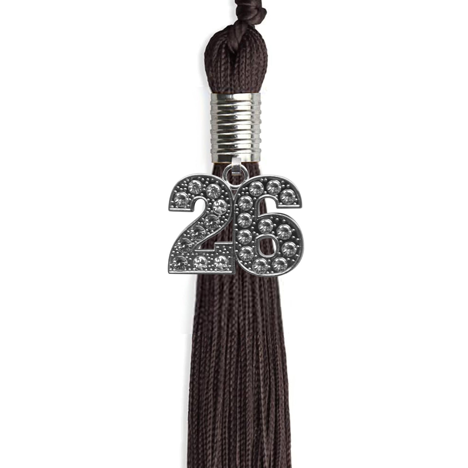 Brown Graduation Tassel with Silver Bling Charm by Wholesale Grad Supply