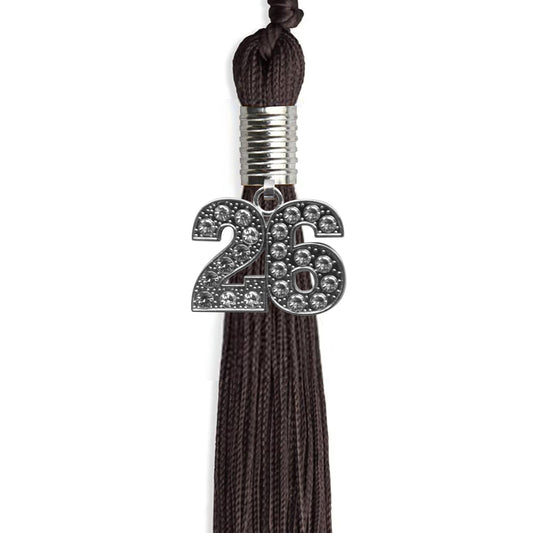 Brown Graduation Tassel with Silver Bling Charm by Wholesale Grad Supply