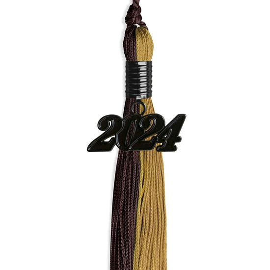 Brown/Antique Gold Graduation Tassel with Black Bling Charm by Wholesale Grad Supply