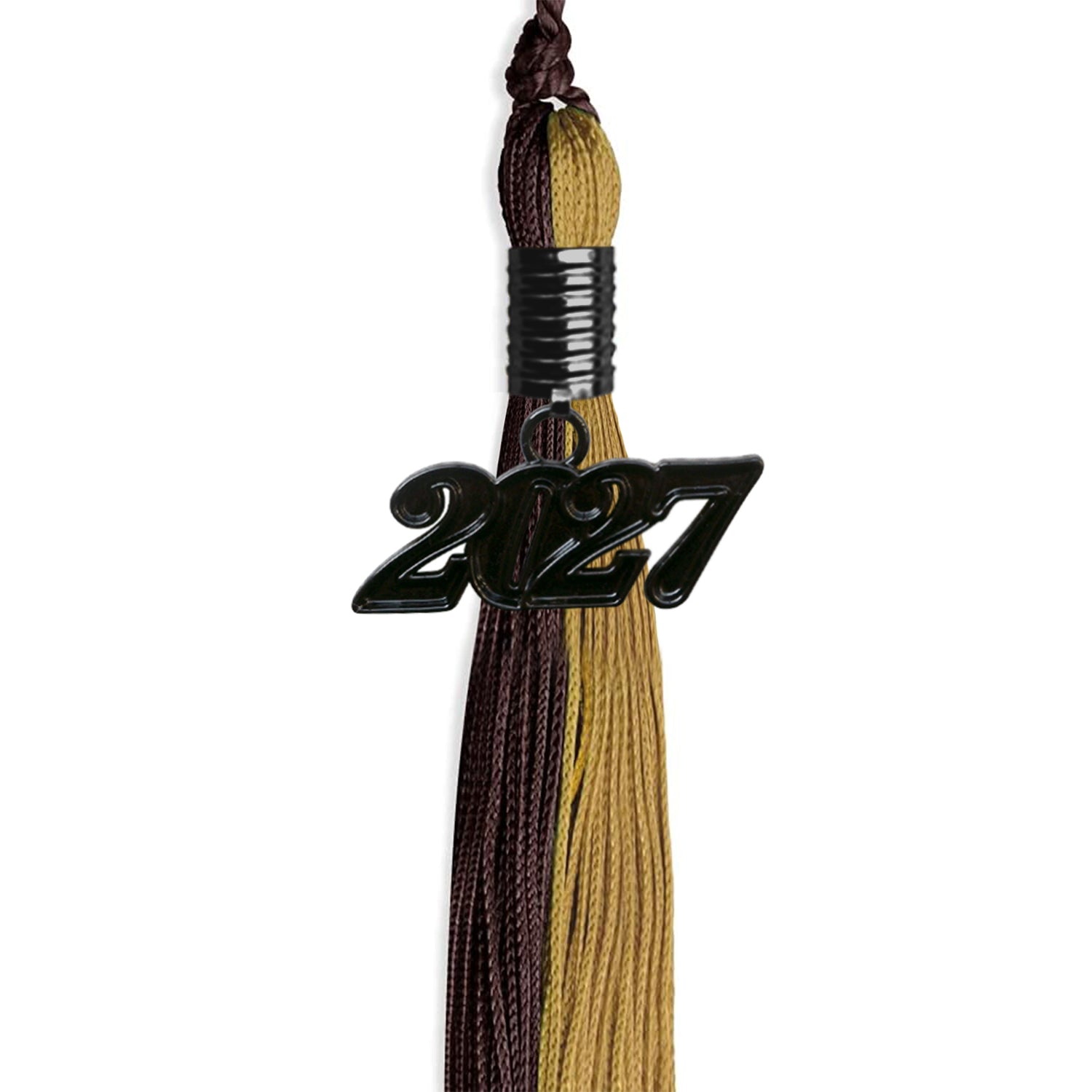 Brown/Antique Gold Graduation Tassel with Black Bling Charm by Wholesale Grad Supply