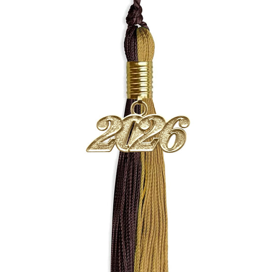 Brown/Antique Gold Graduation Tassel with Gold Bling Charm by Wholesale Grad Supply