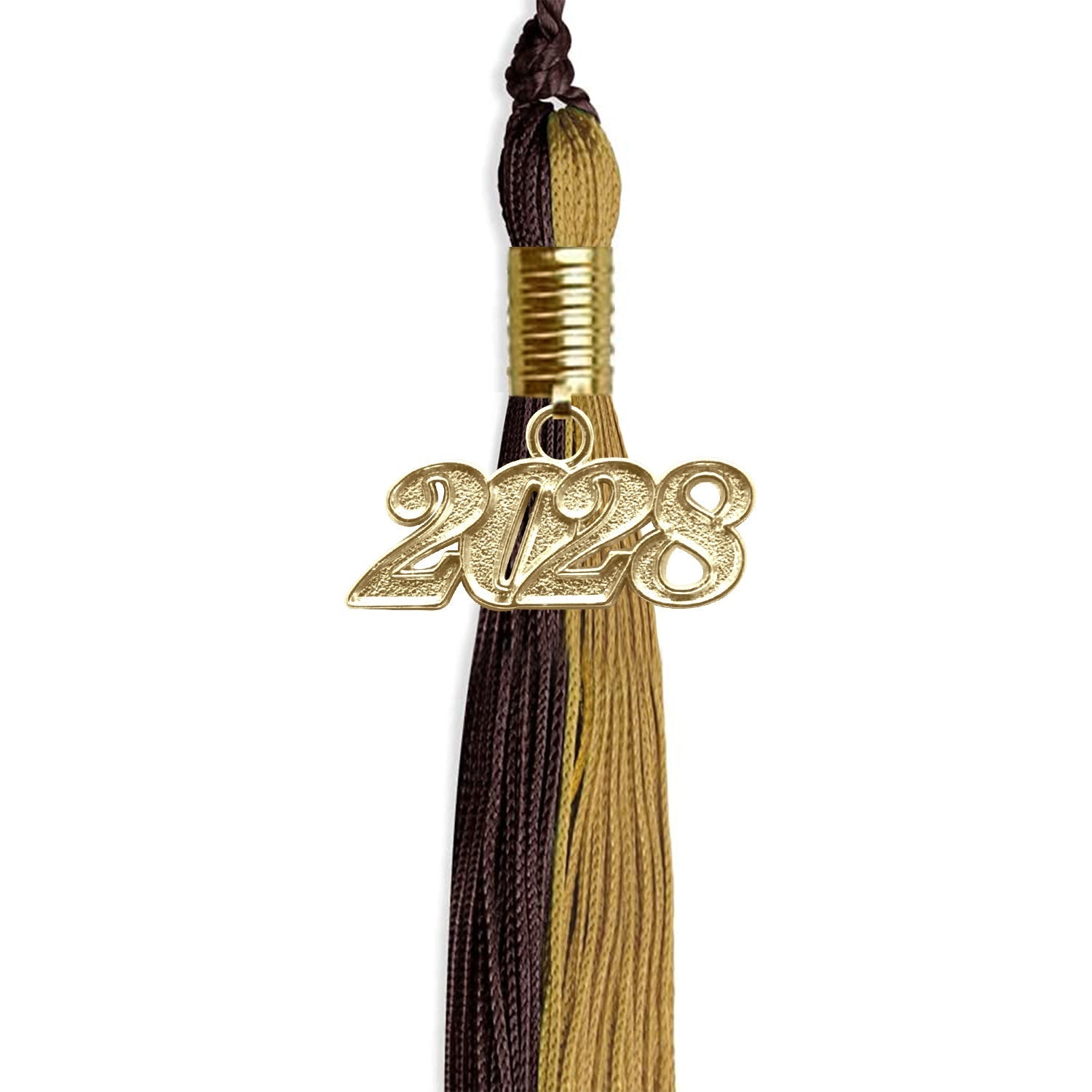 Brown/Antique Gold Graduation Tassel with Gold Bling Charm by Wholesale Grad Supply