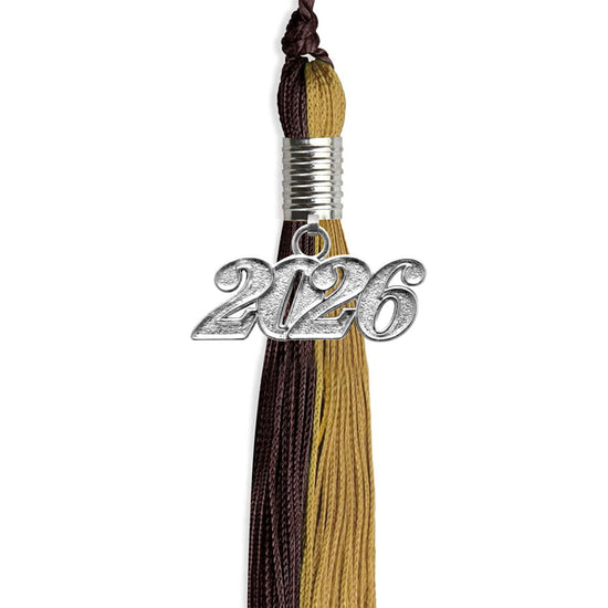 Brown/Antique Gold Graduation Tassel with Silver Bling Charm by Wholesale Grad Supply