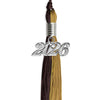Brown/Antique Gold Graduation Tassel with Silver Bling Charm by Wholesale Grad Supply