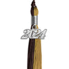 Brown/Antique Gold Graduation Tassel with Silver Bling Charm by Wholesale Grad Supply