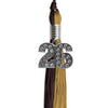 Brown/Antique Gold Graduation Tassel with Silver Bling Charm by Wholesale Grad Supply