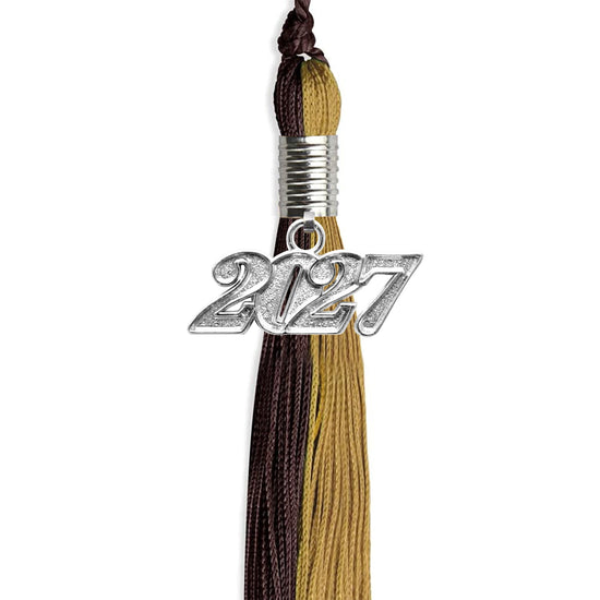 Brown/Antique Gold Graduation Tassel with Silver Bling Charm by Wholesale Grad Supply