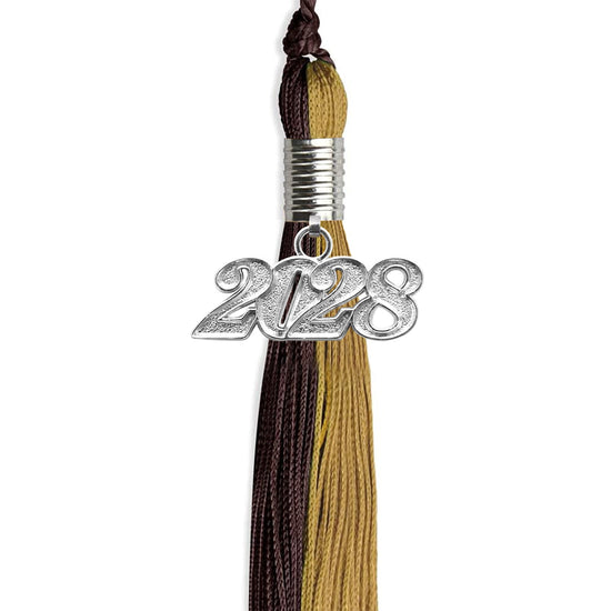 Brown/Antique Gold Graduation Tassel with Silver Bling Charm by Wholesale Grad Supply