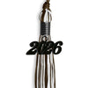 Brown/White Mixed Color Graduation Tassel with Black Bling Charm by Wholesale Grad Supply