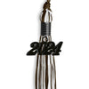 Brown/White Mixed Color Graduation Tassel with Black Bling Charm by Wholesale Grad Supply