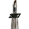 Brown/White Mixed Color Graduation Tassel with Black Bling Charm by Wholesale Grad Supply