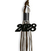 Brown/White Mixed Color Graduation Tassel with Black Bling Charm by Wholesale Grad Supply
