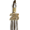Brown/White Mixed Color Graduation Tassel with Gold Bling Charm by Wholesale Grad Supply