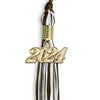 Brown/White Mixed Color Graduation Tassel with Gold Bling Charm by Wholesale Grad Supply
