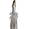 Brown/White Mixed Color Graduation Tassel with Silver Bling Charm by Wholesale Grad Supply