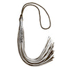 Brown/White Mixed Color Graduation Tassel with Stacked Silver Date Drop by Wholesale Grad Supply