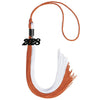 Burnt Orange/White Graduation Tassel with Black Bling Charm by Wholesale Grad Supply