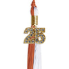 Burnt Orange/White Graduation Tassel with Gold Bling Charm by Wholesale Grad Supply
