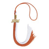 Burnt Orange/White Graduation Tassel with Gold Bling Charm by Wholesale Grad Supply