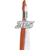 Burnt Orange/White Graduation Tassel with Silver Bling Charm by Wholesale Grad Supply