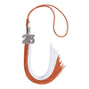 Burnt Orange/White Graduation Tassel with Silver Bling Charm by Wholesale Grad Supply