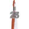 Burnt Orange/White Graduation Tassel with Silver Bling Charm by Wholesale Grad Supply