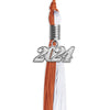 Burnt Orange/White Graduation Tassel with Silver Bling Charm by Wholesale Grad Supply