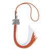 Burnt Orange/White Graduation Tassel with Silver Bling Charm by Wholesale Grad Supply