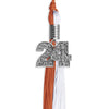 Burnt Orange/White Graduation Tassel with Silver Bling Charm by Wholesale Grad Supply