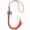 Burnt Orange/White Graduation Tassel with Silver Bling Charm by Wholesale Grad Supply