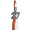 Burnt Orange/White Graduation Tassel with Silver Bling Charm by Wholesale Grad Supply