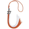 Burnt Orange/White Graduation Tassel with Silver Bling Charm by Wholesale Grad Supply