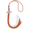 Burnt Orange/White Graduation Tassel with Silver Bling Charm by Wholesale Grad Supply