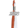 Burnt Orange/White Graduation Tassel with Silver Bling Charm by Wholesale Grad Supply