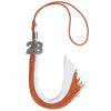 Burnt Orange/White Graduation Tassel with Silver Bling Charm by Wholesale Grad Supply