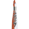 Burnt Orange/White Graduation Tassel with Silver Stacked Date Drop by Wholesale Grad Supply