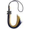 Dark Navy Blue/Antique Gold Graduation Tassel with Black Bling Charm by Wholesale Grad Supply