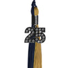 Dark Navy Blue/Antique Gold Graduation Tassel with Black Bling Charm by Wholesale Grad Supply