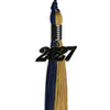 Dark Navy Blue/Antique Gold Graduation Tassel with Black Bling Charm by Wholesale Grad Supply