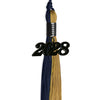 Dark Navy Blue/Antique Gold Graduation Tassel with Black Bling Charm by Wholesale Grad Supply
